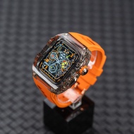 เคสสำหรับ Apple Watch ชุดแท่งยางเรืองแสงใส49มม. 45มม. 44มม. สายซิลิโคนแบบอัลตร้า8 7 6 5 4 SE