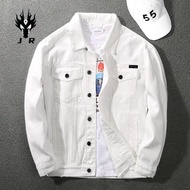【2024】 jaket jeans lelaki bomber jacket men High-end white denim coat men spring and autumn casual work young student clothes