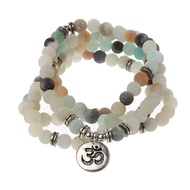 sale ARIN❥Mala Amazonite 108 Beads Necklace for Yoga Buddhist Rosary Prayer Bracelet