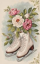 Victorian Christmas Charm Journal: Skates & Pink Blossoms - Soft Girl Holiday Notebook: 120 Lined pa