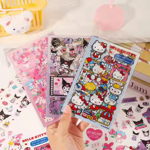 Sanrio Transparent Stickers Cute My Melody Cartoon Kids Crocodile Melody Stickers Hello Kitty Sticke