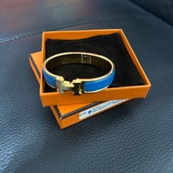 愛馬仕 Hermes ClicH 手環PM 經典Logo琺瑯手環 藍色配金