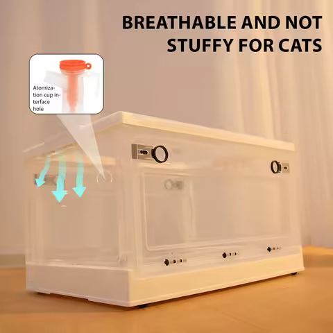 Pet Nebulizer Box Portable Oxygen Therapy Cage Foldable Transparent Carrier With Nebulization Mask C