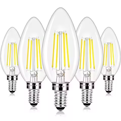 LED Candle Bulbs 40W Equivalent Dimmable, E12 Candelabra Light Bulbs 4W 470Lm Clear Edison LED Bulb,