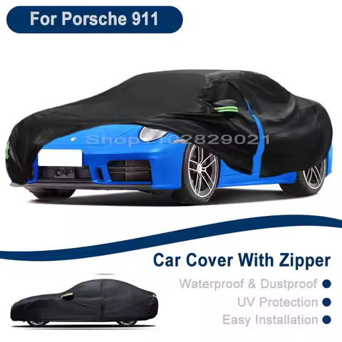 Outdoor Full Vehicle Cover For Porsche 911 - Side Zipper Design, Waterproof Dustproof Sun Protection