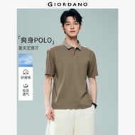 GIORDANO Men Polo Shirts Moisture-Wicking Polo Shirts Coloblock Short Sleeve Fashionable Casual Polo