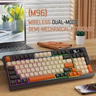 【COD】M96 Wireless Bluetooth Dual Mode Mechanical Feel Keyboard PBT Ball Cap with Display Knob Gaming