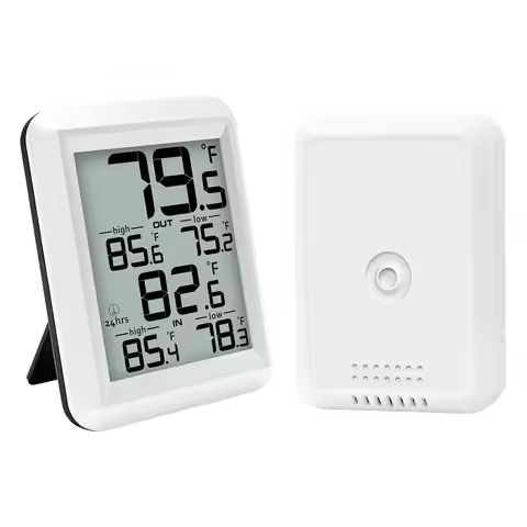 Smart Wireless Digital Thermometer- Indoor/Outdoor Temp Monitor with Min/Max Records 100m Range Wall