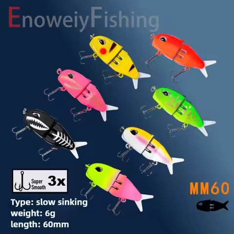 1PCS LURETV MM60 Fishing Lure Slow Sinking Swimbait Realistic Jointed Bait 3D Eyes PVC Material for 