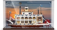 Acrylic Display Case for Lego River Steamboat, Thickened Acrylic Display Box with Background, Dustpr