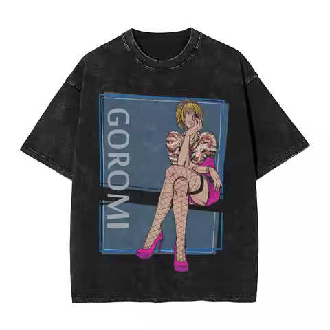 Washed T Shirts Goro Majima Goromi yakuza kiwami Hip Hop Vintage T-Shirt High Street Streetwear 100%