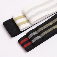 [Hot sale] Gold Silver Wire Elastic Band Wide Stripes Side Widened Plus Fat Waist Waist Waist Elasti