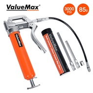 ValueMax Mini Grease Gun Kit (3000 PSI) with 3 OZ Grease 12'' Flexible Hose 5'' &amp; 3” Extension Tubes  Pistol Grip Reinforced Construction Fit for Automotive Marine Industrial