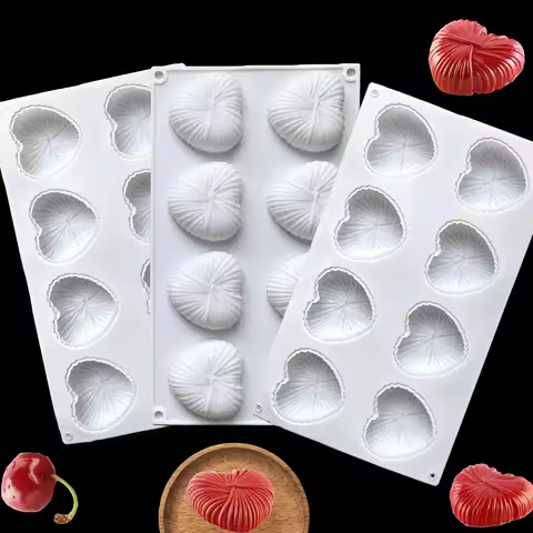 1pc 3D Valentine's Day heart-shaped silicone mousse cake baking mold suitable for chocolate desserts