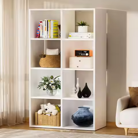 8 Wood Cube Storage Organizer with Open Back and Removable Back Panels, 11In White Cube Storage Book
