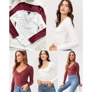 Forever21 Long Sleeve V-Neck Top/ fashion/