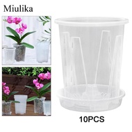 Miulika 10x Orchid Pots with Saucer, Practical for Health Growth, Easy to Use Plant