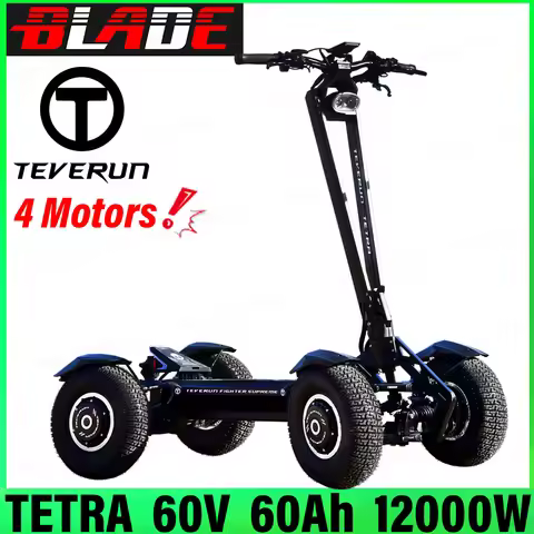 Original Teverun TETRA 4 Motor 1500W*4 60V 60Ah Peak 12000W 4inch TFT Display Max Speed 55km/h 13inc