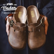 MADEN รองเท้า M Ü Ller ใหม่2025แบรนด์ครึ่งลากบ้าหนัง Crazy Horse ขี้เกียจรองเท้าบุรุษพื้นหนาใหม่เสื้