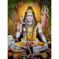 Blessing Lord Shiva Hindu God Poster with Glitter-reprint on paper Unframed : Size es