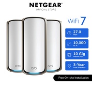 NETGEAR Orbi 970 (RBE973S) WiFi 7 Mesh System: 3-Pack, Quad-Band, Up to 10,000 sq ft, 10 Gig Interne