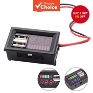 5V 2A Dual USB Car Voltmeter Voltage Meter Panel 12V-24V 3S-7S Lithium Battery Capacity Indicator Po