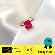 Cincin Diamond Look Permata Pink Merah Magenta Emas asli kadar tua 70