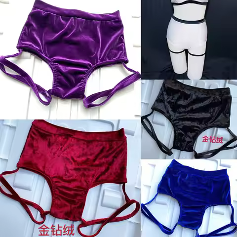 Women's Pole Dance Shorts Rave Clothes Shiny High-waisted Pole Dance Gymnastics Workout velvet Short