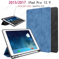 Tablets Case For iPad Pro 12.9 with Pencil Holder 2017 2015 Premium Leather TPU Soft Cover for iPad Pro 12.9 2020 2021 2022 Case