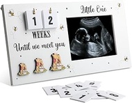 CORODER Cute Bear Sonogram Picture Frame with Baby Countdown Weeks, Standard 4"x3" Ultrasound Photo,