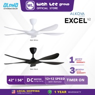 ALPHA Alkova - EXCEL V2-5B 42 56 Inch DC Motor Ceiling Fan with 3 Blades 12 Speed Remote WAH LEE STO