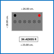 🔔แบตเตอรี่รถยนต์ 3K รุ่น MAX95L / R MF 75Ah.  พร้อมใช้ / ไม่ต้องเติมน้ำ /สำหรับรถเก๋งปิคอัพSUV 2500c