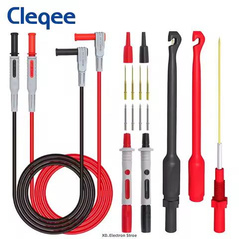 Cleqee P1033B Multimeter Test Probes Leads Kit with Wire Piercing Puncture 4mm Banana Plug Test Lead