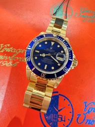 🌈🌈新返貨啦🌈🌈💙💙Vintage Rolex Submariner 16618💙💙原裝藍圈藍面💙💙💛夜光已變黃💛18K黃金款式💛😎連原裝18K黃金潛水帶 淨錶💛💛KCB1525（旺角洗衣街店）