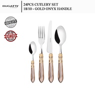 Bugatti Cutlery Set 18/10 Gold Onyx Handle (24 Pcs)