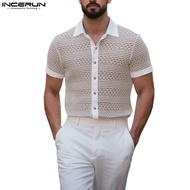 INCERUN Men's Hollow Clean Color Shirt