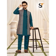 Pakistan Style Men Kurta With Pant And Koti Coat Kurta Lelaki Pakistan Bollywood Fashion