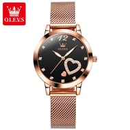 OLEVS Jam Tangan Perempuan Wanita Waterproof Watch Women Stainless Steel Rose Gold Quartz Watches Luminous Elegant Ladies Watch