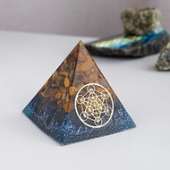 預訂【虎眼石、藍砂石】奧根水晶能量金字塔Orgonite 6x6 cm