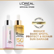 [SPOT DEFENSE ROUTINE] L'Oreal Paris Glycolic-Bright Instant Glowing Serum & UV Defender Sun-Repair 