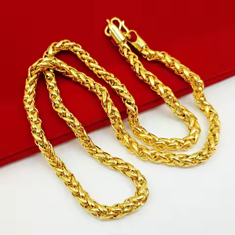 Necklace AU750 necklace 9999 24K real gold pure personality new large thick chain BOSS chain men and