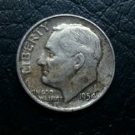 Koin Amerika 10 Cent (One Dime) 1954 Langka