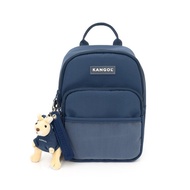 KANGOL袋鼠吊飾尼龍後背包-藍