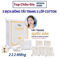 Combo's 5 Packs of Makeup Remover Cotton Pads 1110 Pieces 3 Layers of Absorbent Cotton, Soft for Ski