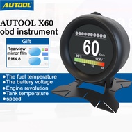 AUTOOL X60 OBD2 HUD Oil tempreture Meter Speed Meter Voltmeter Odometer Fuel Consumption Water Tempe