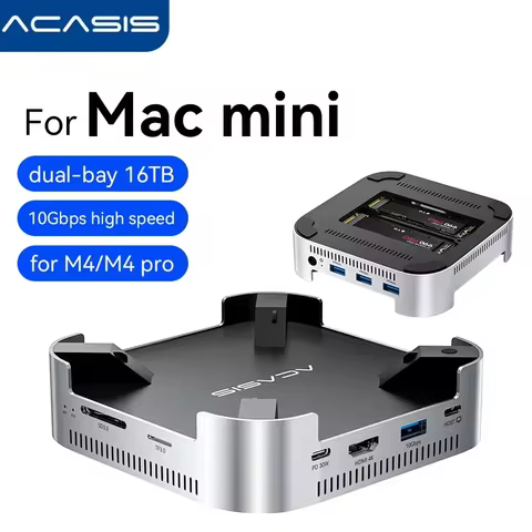 Acasis 10-in-1 USB-C Docking Station, 10Gbps Dual M.2 NVMe SSD HDMI 4K60Hz USB-A 3.1 PD 30W Enclosur