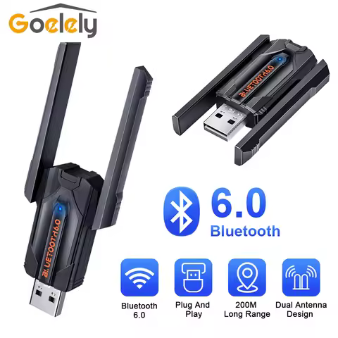 200M USB Bluetooth 6.0 Adapter for PC Wireless Mouse Keyboard Headset Audio Receiver Transmitter Dri