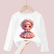 kaos anak perempuan gambar little girl hijab lengan panjang Tshirt kids baby girl 1-12 tahun k.160