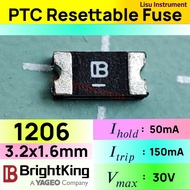 SMD1206B005TF 30V 50mA 150mA 1206 B PTC Resettable Fuse YAGEO BrightKing