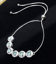 高冰種天空藍翡翠蛋面手鍊 925純銀 | 天然翡翠A貨 | 送禮